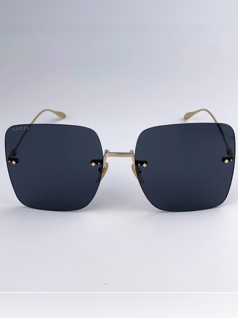 Gucci Butterfly Designer Sunglasses Gold Tinted Oversized Rimless GG1147S 001 - Picture 10 of 15